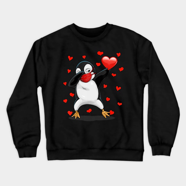 Dabbing Penguin Face Mask Dab Dance Valentine Gifts Boy Girl Crewneck Sweatshirt by Zak N mccarville